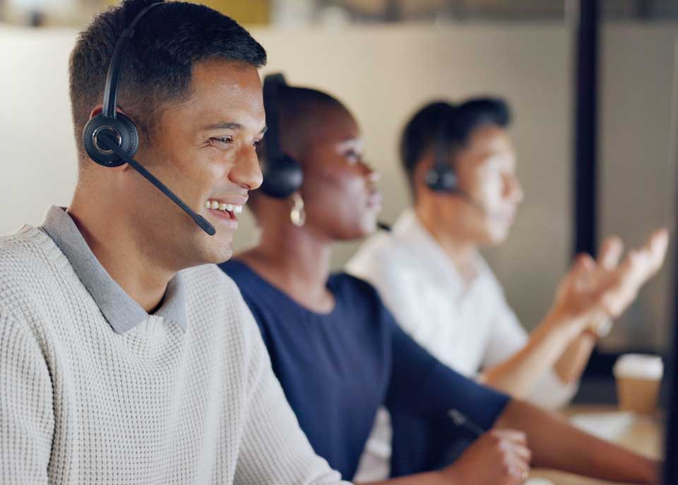 Employees taking tech sales calls